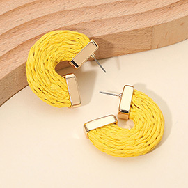 Raffia Wrapped Hoop Earrings