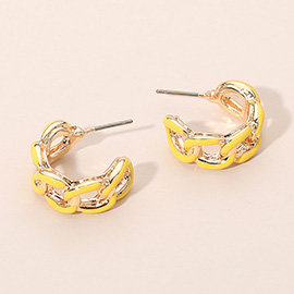 Enamel Chain Hoop Earrings