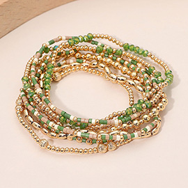 8PCS - Seed Beaded Stretch Multi Layered Bracelets