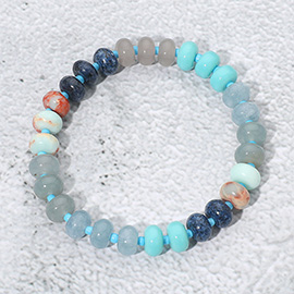 Resin Pebble Beaded Stretch Bracelet