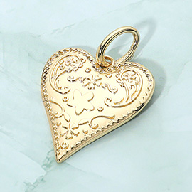 Metal Embossed Heart Pendant Charm