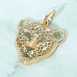 Metal Fierce Cutout Leopard Head Pendant Charm
