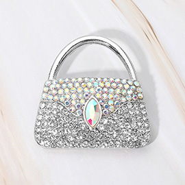 Rhinestone Studded Mini Handbag Pin Brooch