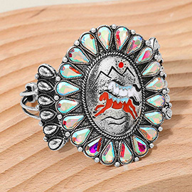 Western Horse Oval Conch Cuff Bracelet