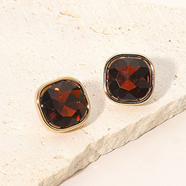 Square Cut Gem Evening Stud Earrings