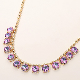 Cushion Teardrop Round Stone Link Evening Necklace