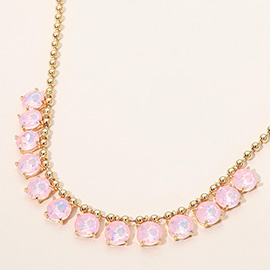 Cushion Teardrop Round Stone Link Evening Necklace