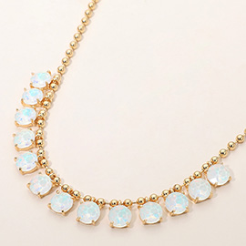Cushion Teardrop Round Stone Link Evening Necklace