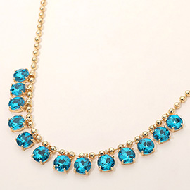 Cushion Teardrop Round Stone Link Evening Necklace