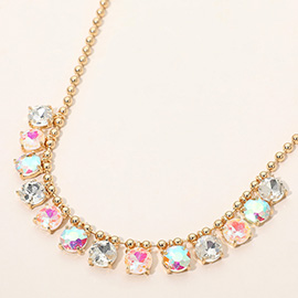 Cushion Teardrop Round Stone Link Evening Necklace
