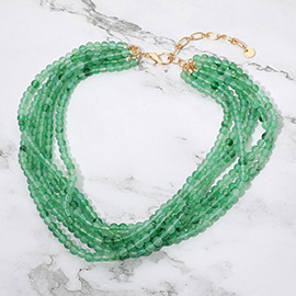 Marbled Resin Ball Beaded Multi Layered Statement Necklace