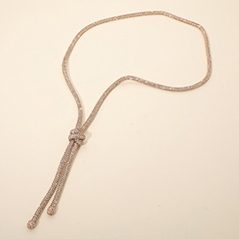 Bling Studded Knot Pointed Long Necklace