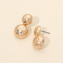 Hammered Metal Double Dome Dangle Earrings