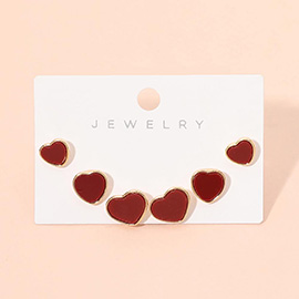 3Pairs - Heart Stud Earring Set