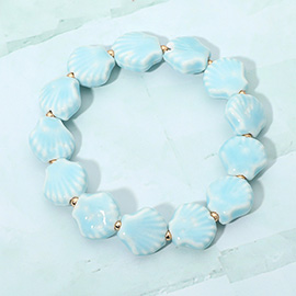Ceramic Shell Beaded Stretch Bracelet