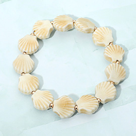 Ceramic Shell Beaded Stretch Bracelet