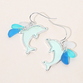 Sea Glass Dolphin Dangle Earrings