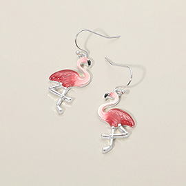 Flamingo Charm Drop Dangle Earrings