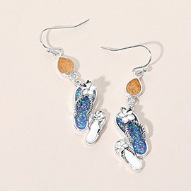 Teardrop Flip Flop Charm Link Drop Dangle Earrings