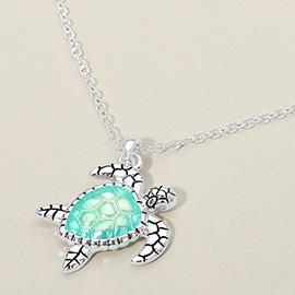 Sea Turtle Charm Pendant Necklace