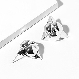 White Gold Dipped Geometric Triangle Stud Earrings