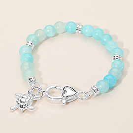 Sea Turtle Charm Beaded Stretch Bracelet