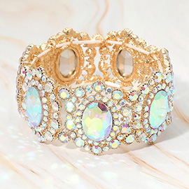 Oval Stone Accented Link Stretch Evening Bracelet