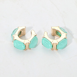 Geometric Sparkle Stone Ear Cuff Earrings