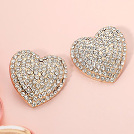 Bold Rhinestone Paved Heart Earrings