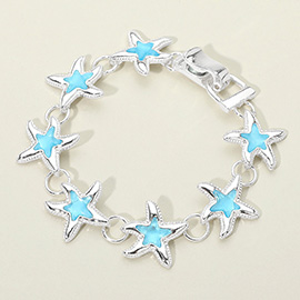 Sea Glass Starfish Link Magnetic Bracelet