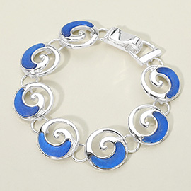 Sea Glass Ocean Wave Swirl Charm Link Magnetic Bracelet