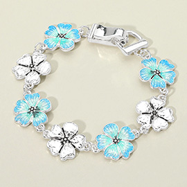 Floral Charm Link Magnetic Bracelet