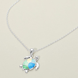 Sea Turtle Charm Pendant Necklace