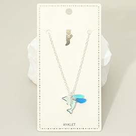Sea Glass Dolphin Charm Anklet