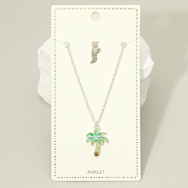 Enamel Palm Tree Charm Anklet