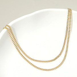 Gold Dipped Double Layer Classic Curb Chain Necklace