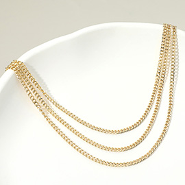 Gold Dipped Triple Layer Classic Curb Chain Necklace