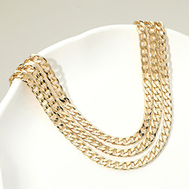 Gold Dipped Triple Layer Cuban Chain Necklace