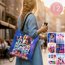 12PCS - Kpop Demon Hunters Graphic Printed Tote Bags