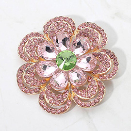 Crystal Floral Statement Pin Brooch