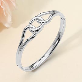 Stainless Steel Twist Link Hinged Bangle Bracelet