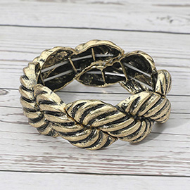 Boho Textured Metal Twisted Rope Stretch Bracelet