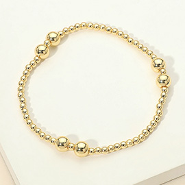 Stainless Steel Graduated Beaded Stretch Bracelet