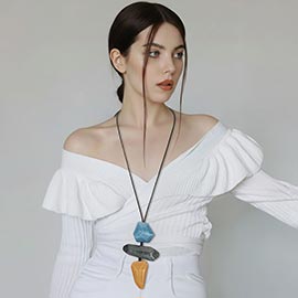 Geometric Stackable Resin Pendant Adjustable Long Necklace