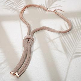 Modern Knot Accent Mesh Long Statement Necklace