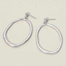 Metal Oval Hoop Drop Dangle Earrings