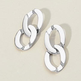 Bold Metal Chain Link Drop Earrings
