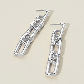 Chunky Metal Square Chain Link Drop Earrings