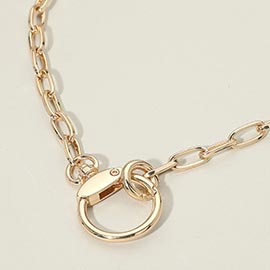 Metal Ring Clasp Link Paperclip Chain Necklace