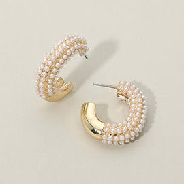 Chunky Pearl Beaded Hoop Earrings